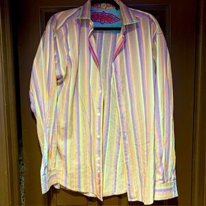 Robert Graham Mens Button Up Stripe Shirt XL